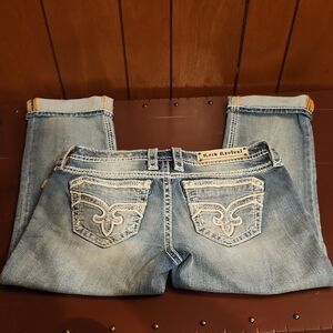 Rock Revival Women's Light Blue Capri Jean Shorts
